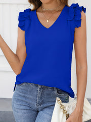 Ruffle Layered V Neck Tank Top for Summer