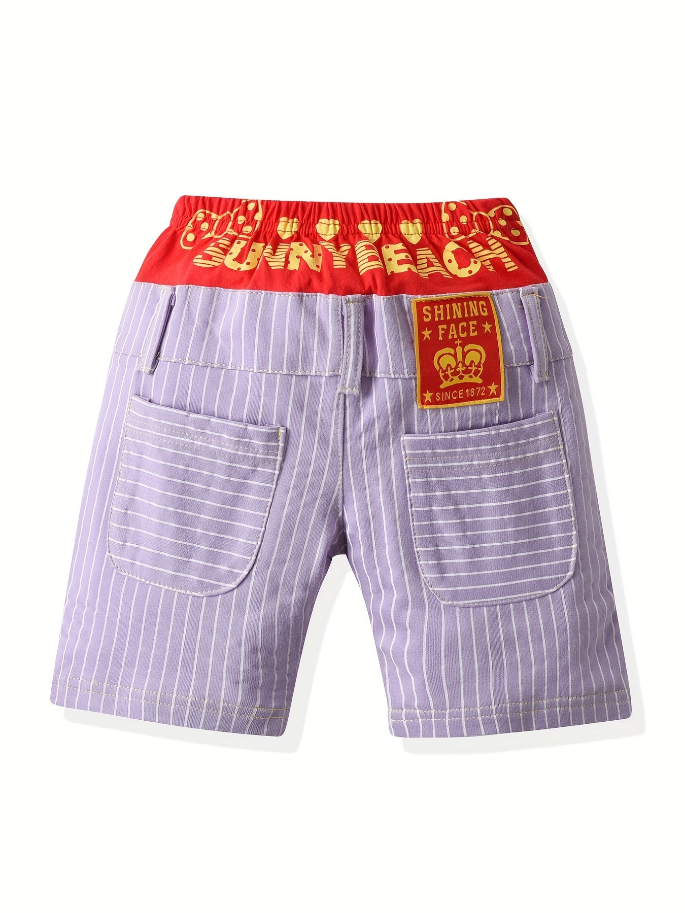 Toddler Girls Block Stripe Elastic Waist Casual Shorts