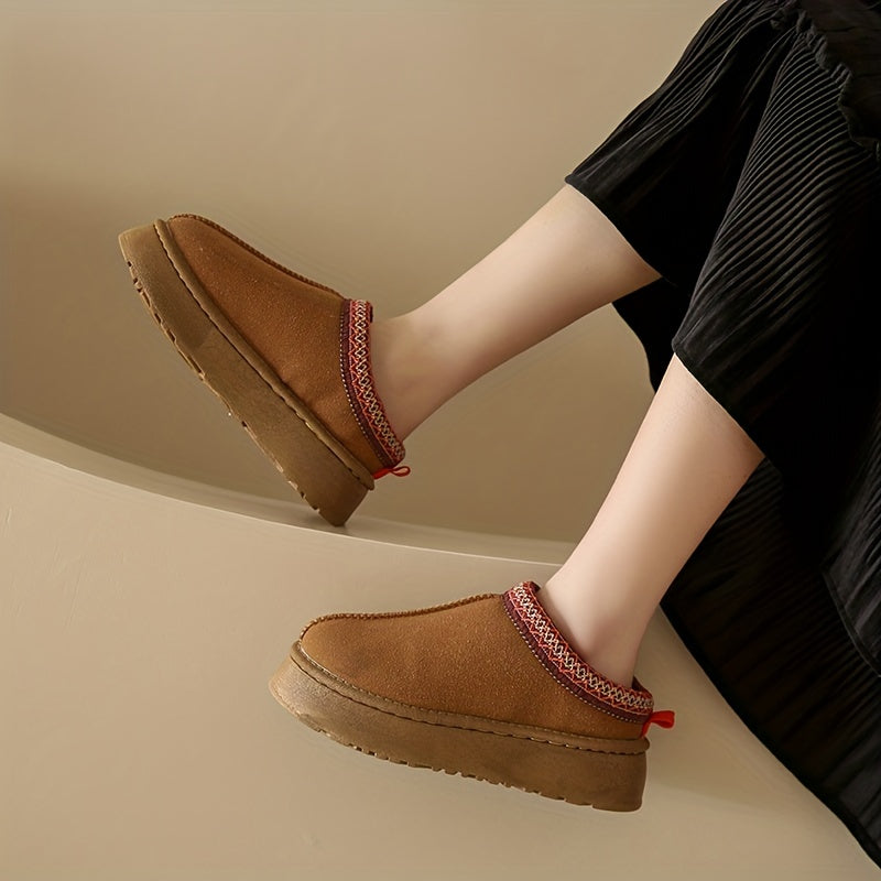 Women's Platform Short Boots Plush Lined Ankle Boots Comfortable Winter Boots