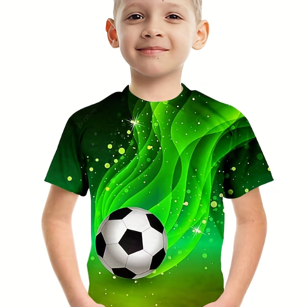 Boy's 3D Football Print T shirt Active Short Sleeve Tee Kids Clothing