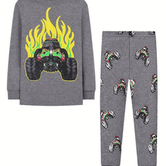 Toddler Fire Car Pajama Set Long Sleeve Top & Pants