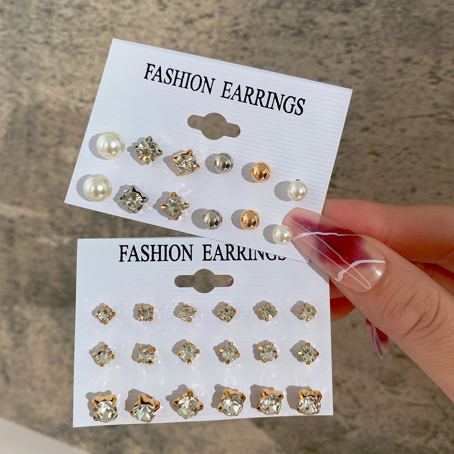 Faux Pearl Zircon Stud Earrings Women Party Daily Decor Gift