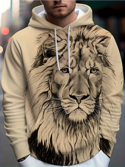 Men's Lion 3D Print Hoodie Graphic Pullover for Autumn Winter