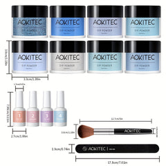 14Pcs Dip Powder Nail Kit Starter 8 Colors Collection Dipping Powder Set