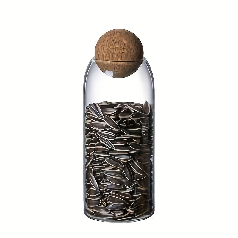 Glass Storage Jar With Wooden Lid Multi-functional Snack Pot
