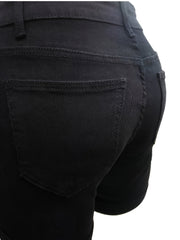 Plus Size Solid Button Fly Denim Shorts w/ Pockets