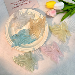 Boho Butterfly Hair Claw Clip Large Banana Clip Clear Matte Jaw Clamp Clip