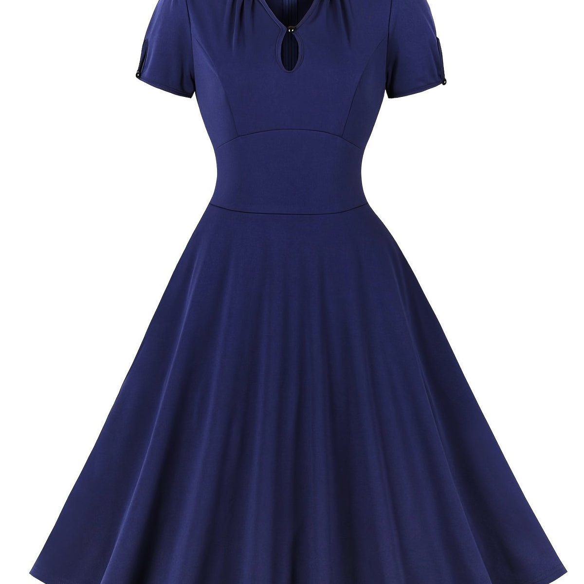  Retro Dress V Neck Puff Sleeve A Line Dress