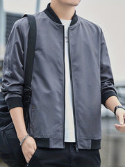 Men's Full Zip Varsity Jacket Casual Baseball Coat