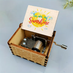 Hand Cranked Wooden Music Box Classic Ornament for DIY Arts and Crafts Gift