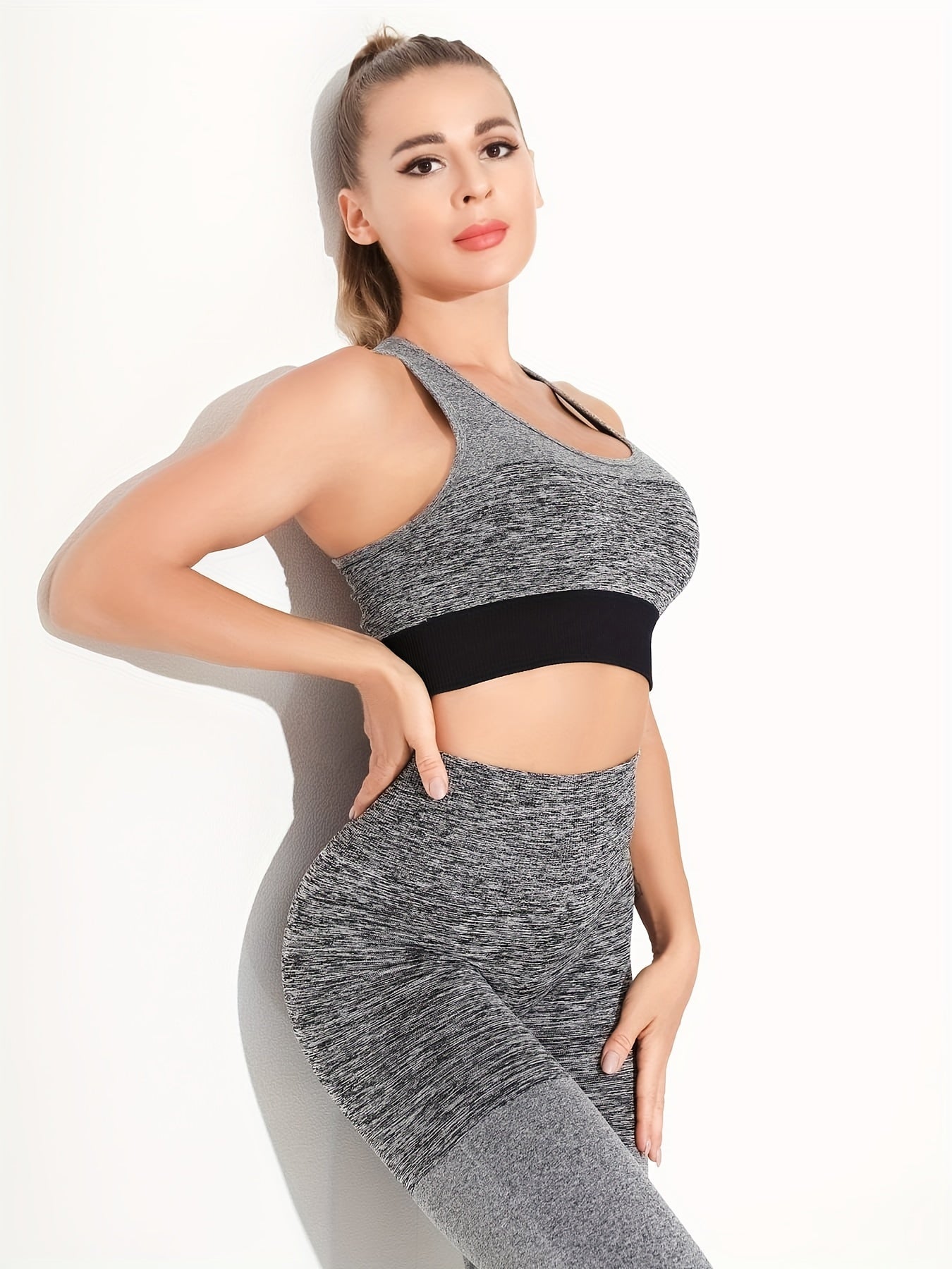 2-Pc Sports Bra & Yoga Pants Set Shock Absorption High Waist Butt Lifting