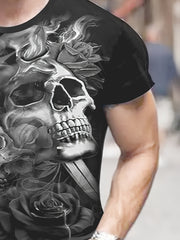 Skull 3D Pattern Print Men's Short Sleeve T-shirt Graphic Tee