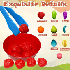 Fruit Theme Counting & Sorting Game with Bowl, Spoons & Balls
