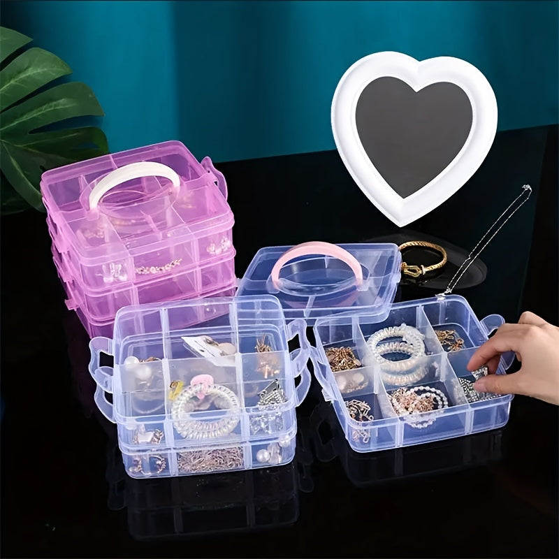 Detachable Jewelry Storage Box Three Layer Transparent Cosmetics Storage Box