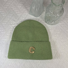Letter C Decor Knitted Beanie Hat Winter Warm Hat