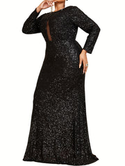  Mermaid Prom Dress Sequins Long Sleeve Contrast Mesh