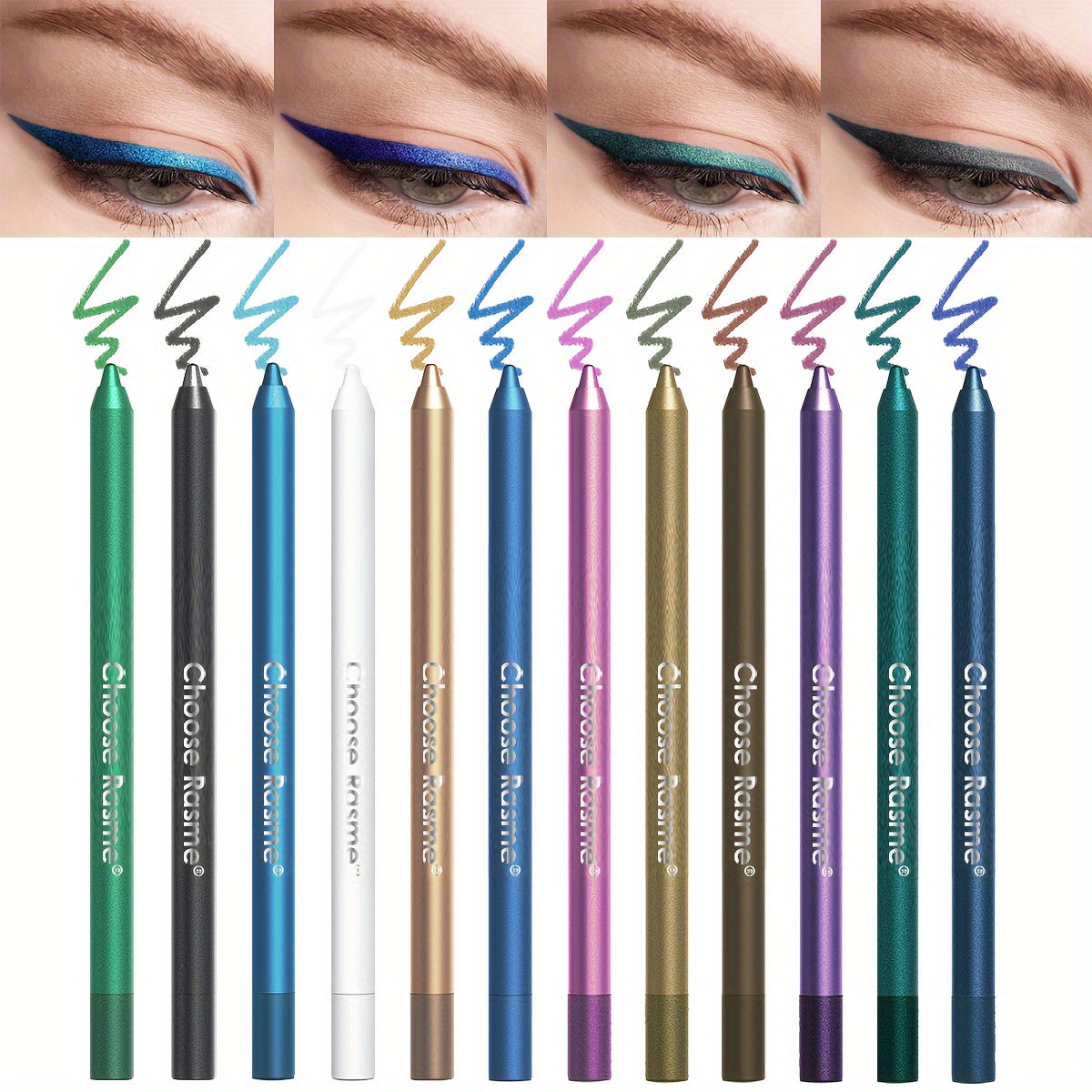 Waterproof Eyeliner Pencil Set 12 Glitter & Matte Dual Use Eye Liner