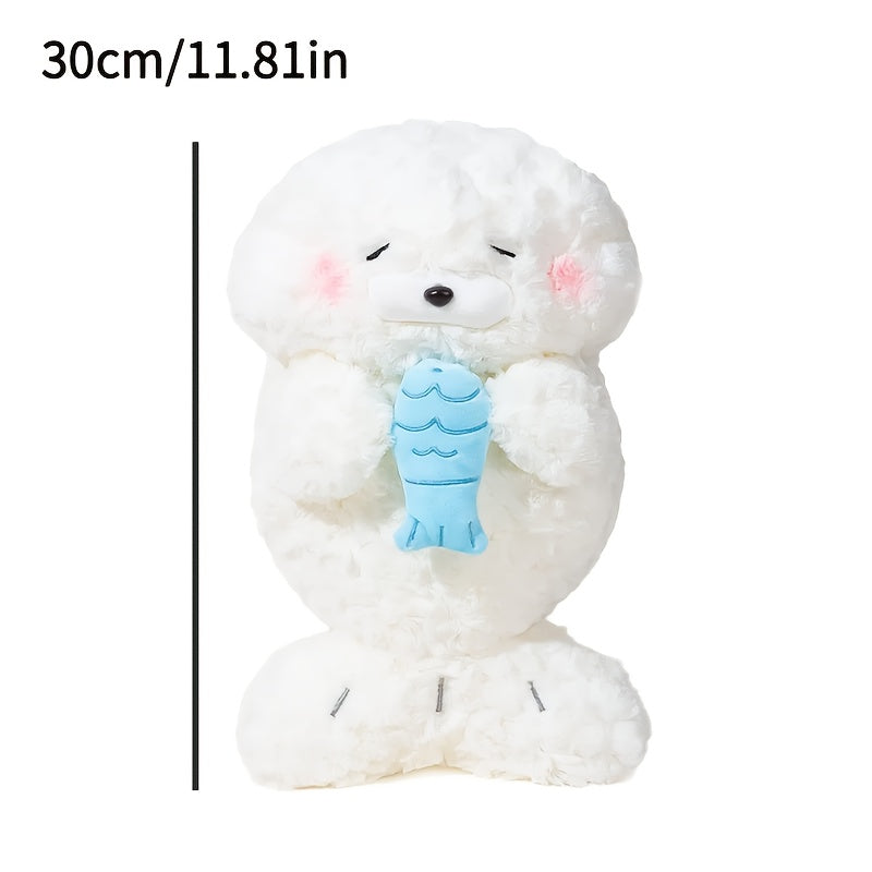 Adorable Seal Plush Doll with Fish Soft Stuffed Animal Gift
