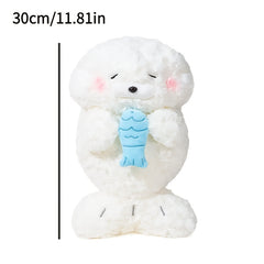 Adorable Seal Plush Doll with Fish Soft Stuffed Animal Gift