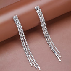 Long Rhinestones Tassel Drop Earrings for Women Girls