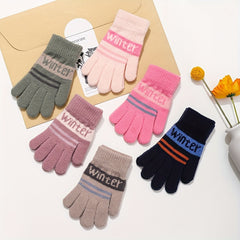 Winter Letter Style Cold-proof Girl's Finger Gloves