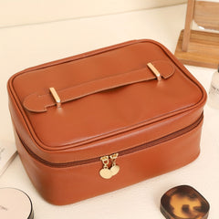 Solid Makeup Zipper Handbag All Match Storage Bag For Travel