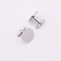 Round Titanium Steel Cufflinks Mirror Finish