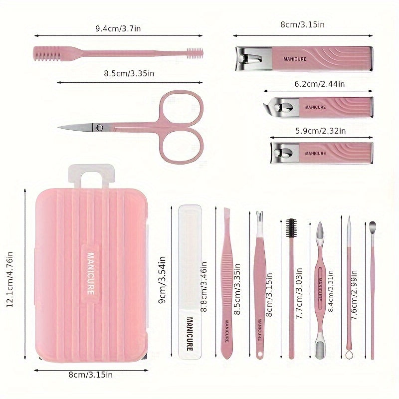 12pcs Nail Clipper Set With Case Manicure Tool For Travel Nail Cutter