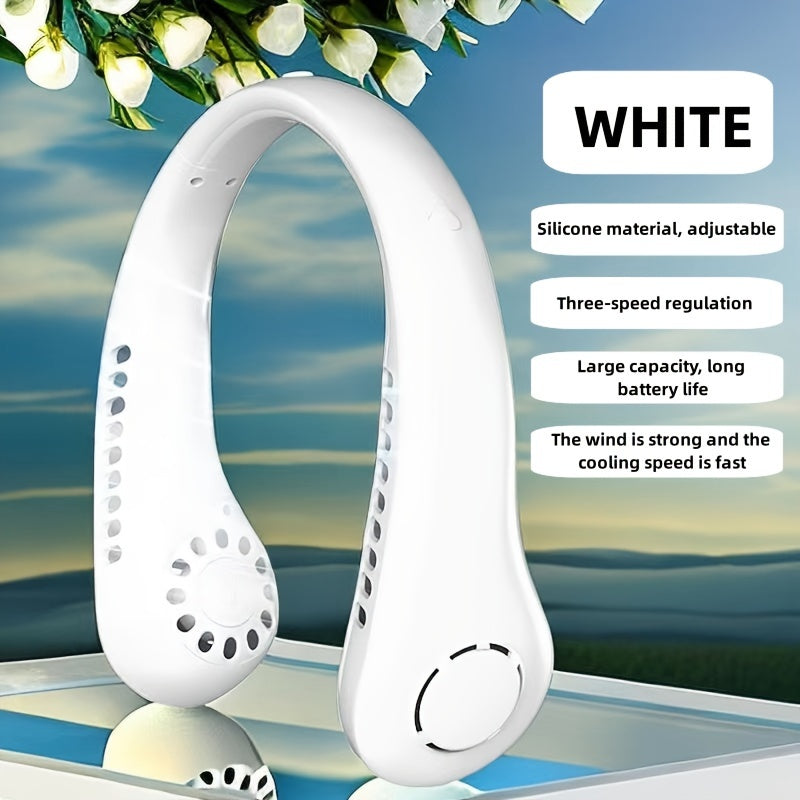 Portable USB Charging Neck Fan Adjustable Neck Width 3-Speed Strong Wind