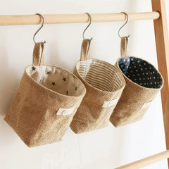 Jute Cotton Linen Storage Bag Wall Hanging Pocket Fabric Organizer Dorm
