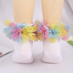 Girls Colorful Mesh Ankle Socks Breathable Comfortable Princess Socks