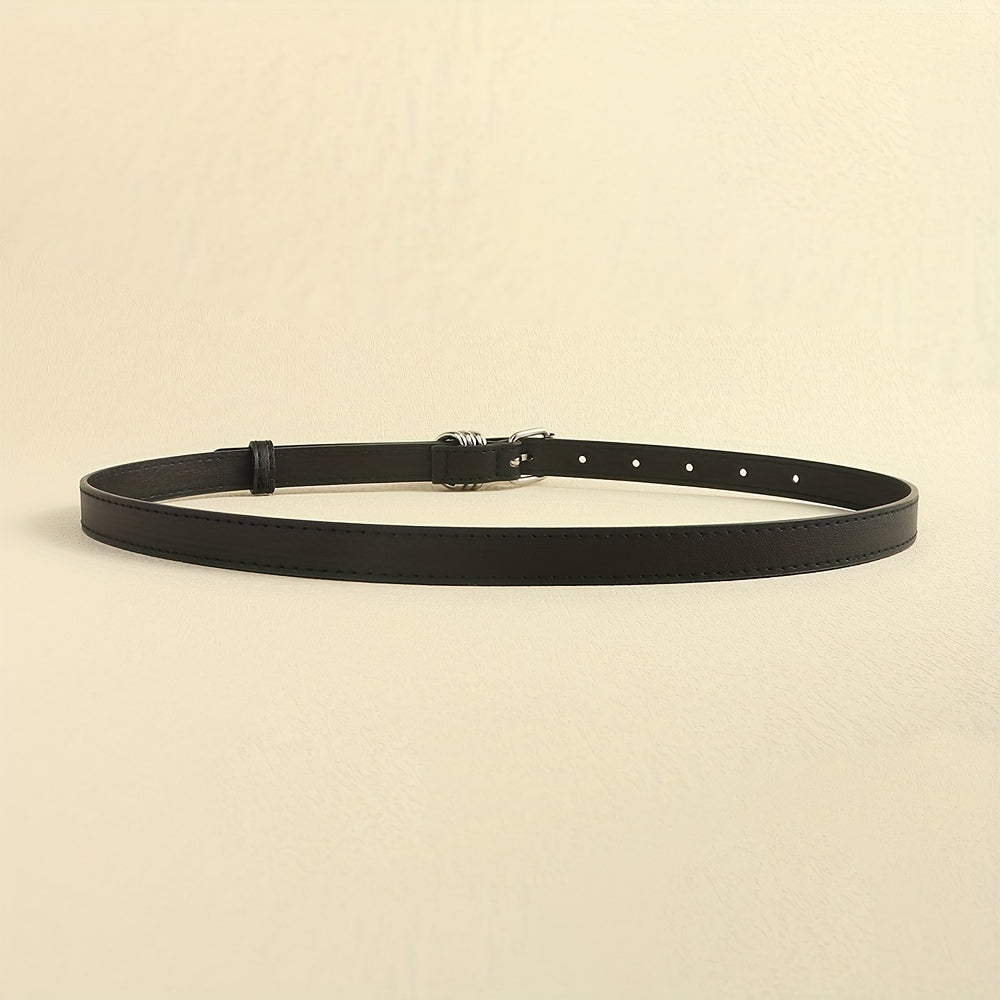 Thin Square Pin Buckle Belt Casual PU Leather Belt For Women