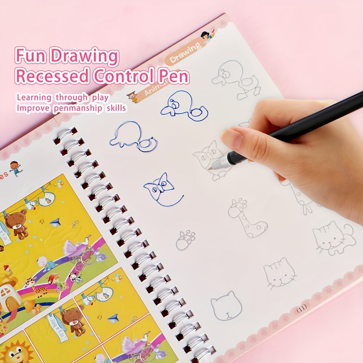 AOUDAI Reusable FDMD Drawing Practice Books for Kids - 11 Holiday Activities