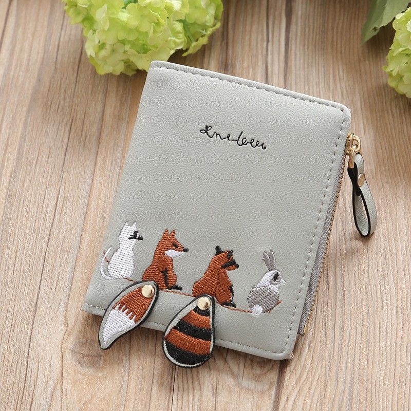 Zipper Small Wallet Women's Snap Button Wallet