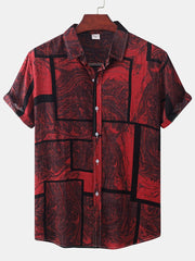 Casual Beach Style Square Graphic Cotton T-Shirt for Summer