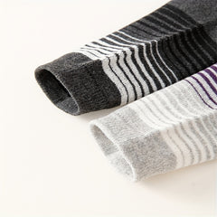 5 Pairs Men's Striped Crew Cotton Socks Deodorant Sweat Absorbing Casual