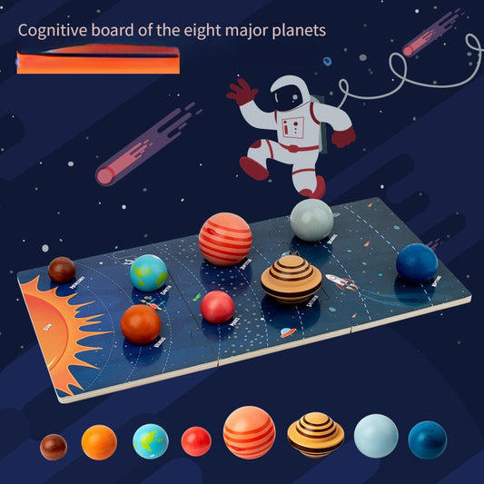Wooden Solar System Model Board Planets Educational Learning Toy