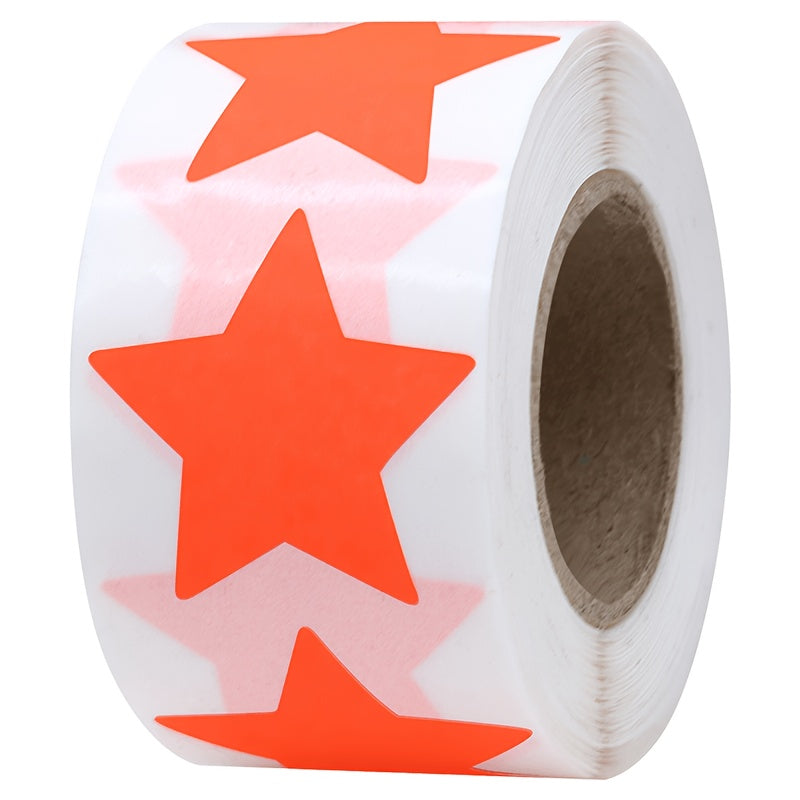 500 Sheets 38mm Fluorescent Red Pentagram Sticker Roll