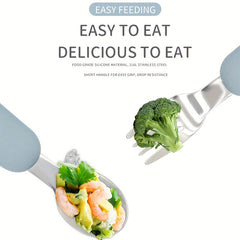 2pcs Stainless Steel Toddler Cutlery Baby Fork & Spoon Set