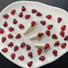 20 Pcs Ladybug Nail Art Resin Charms 3D Nail Decor