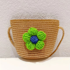 Straw Crossbody Bag With Zipper Woven Shoulder Bag For Beach
