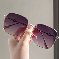 Women's Large Square Sunglasses Metal UV400 Sun Shades Glasses