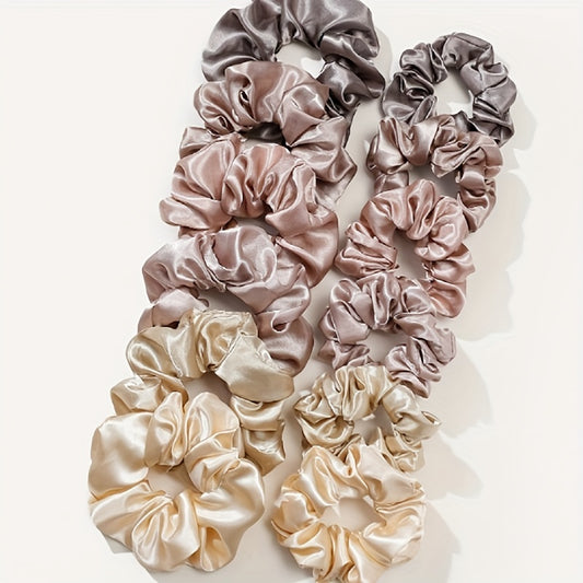 12 Pcs Satin Hair Scrunchies Soft Style Hair Ring Hair Tie