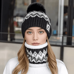 Cozy Winter Beanie Gray & Cable Pattern Ear Flap Hand Wash Festive Headwear