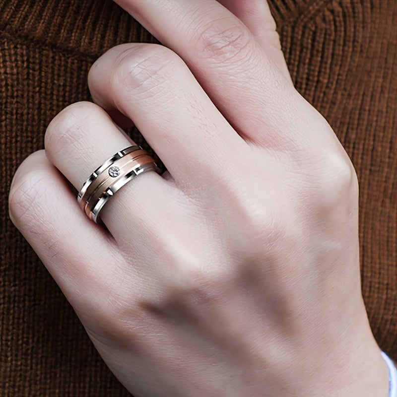 Men's Two Tone Stainless Steel Ring 8mm