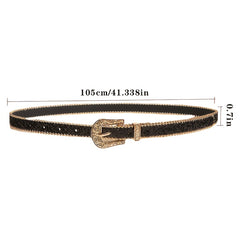 Women's Rhinestone Engraved Denim Belt