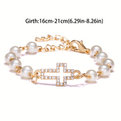 Y2K Faux Pearls Beaded Chain Bracelet for Women