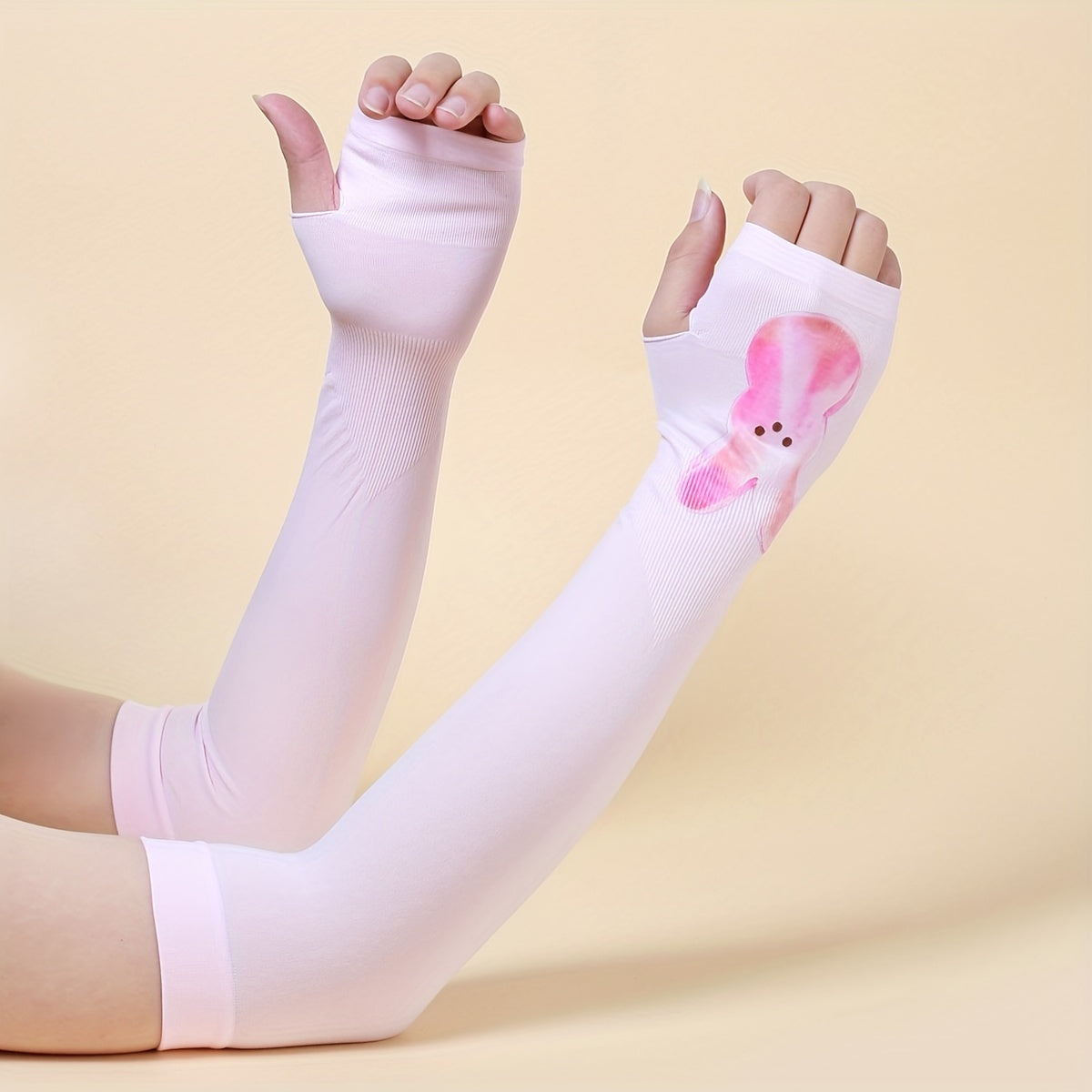 Rabbit Print Sunscreen Long Gloves Breathable Cycling UV Protection Sleeves