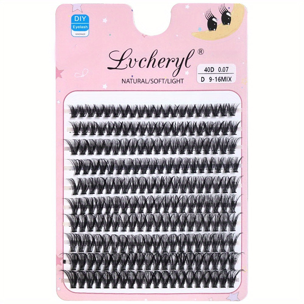 200 Clusters Soft Faux Mink Eyelash Ext. DIY Grafting 16mm Mixed Lengths