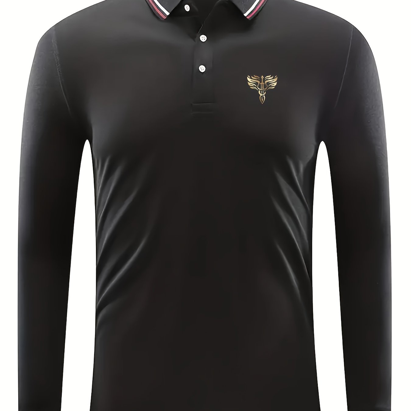 Men's Sword Wings Print Long Sleeve Golf Shirt